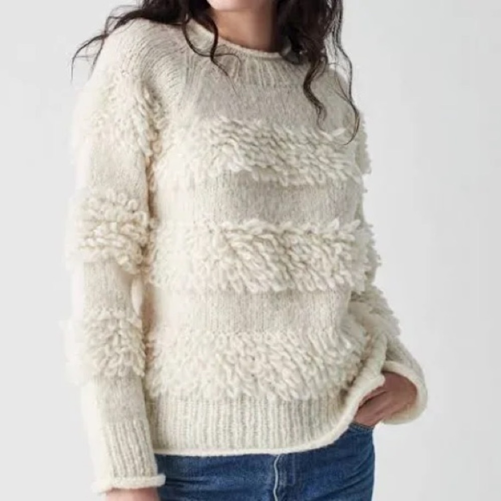Faherty Polly Sweater Winter White cream size small